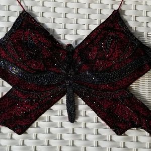 Butterfly Beaded Tie Top Backless